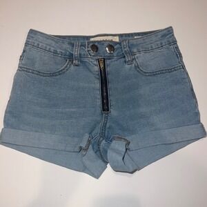 PacSun Denim Shorts Womens 22 Light Blue Excellent High Rise Super Stretch Zip